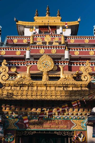 Tipica Conformazione Architettonica Uno Stupa Nella Città Kathmandu Centro Preghiera — Foto Stock