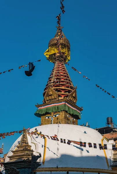 Stupa Con Gli Occhi Buddha Nei Centri Preghiera Culto Kathmandu — Foto Stock