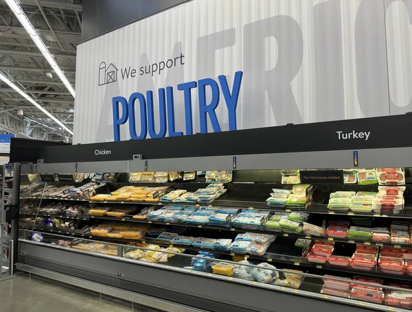 Walmart Chicken Turkey Packaged Products Aisle Saugus Massachusetts Usa Februari Rechtenvrije Stockafbeeldingen