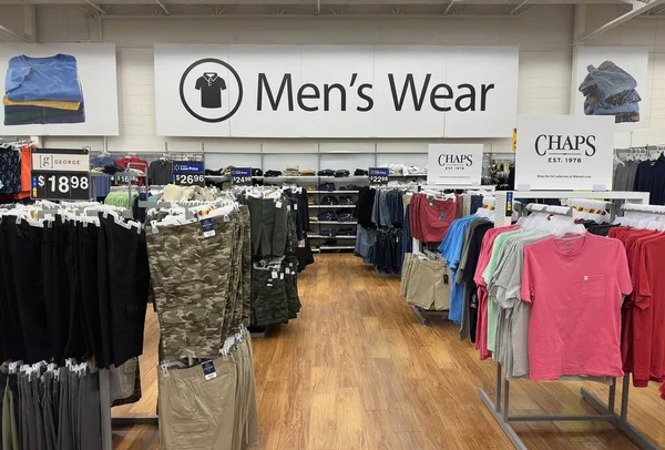 Walmart Retail Store Mens Wear Department Aisle Peabody Massachusetts Usa Лицензионные Стоковые Фото