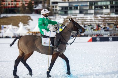 St. Moritz, İsviçre - 25 Ocak 2025 - St. Moritz. Donmuş gölde 40. Kar Polosu Dünya Kupası.