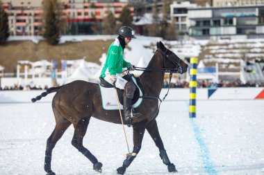 St. Moritz, İsviçre - 25 Ocak 2025 - St. Moritz. Donmuş gölde 40. Kar Polosu Dünya Kupası.