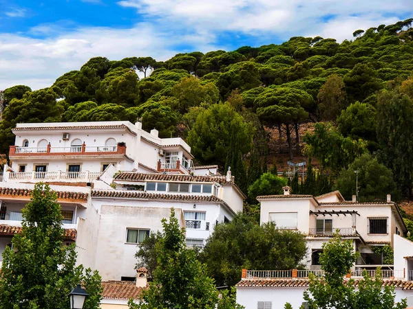 南スペイン地域の最も美しい の村の一つであるミハスの建築はアンダルシアと呼ばれています 海岸の上の山の中にあります 村は山の側面に建てられており 非常に絵のように美しいです — ストック写真