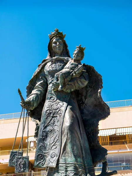 Άγαλμα Της Παναγίας Στέλλα Μάρις Αστέρι Της Θάλασσας Βρέφος Ιησού — Φωτογραφία Αρχείου