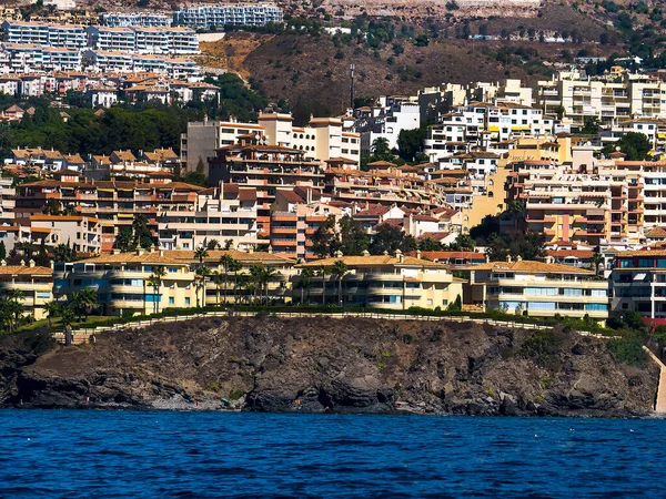 Linia Brzegowa Między Fuengirola Benalmadena Jest Wypełniona Hotelami Apartamentami Kilkoma — Zdjęcie stockowe