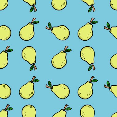 Mavi arka planda armutsuz şirin armut deseni