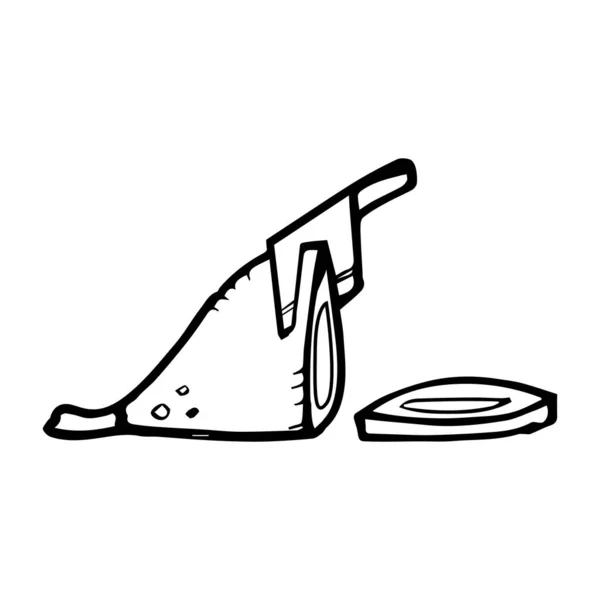 Черно Белый Нож Мясо Курица Свинина Мультфильм Объект Векторные Каракули — стоковый вектор