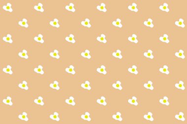 Çırpılmış yumurta, açık kahverengi arka planda, yiyecek numunesinde. Yukarıdan bak. Minimalist boyalı moda. Düz çizgi film düz set, izole, pürüzsüz desen. Mutfak pişirme konsepti