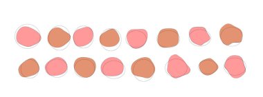 Organik soyut sıvı şekilleri ayarlandı. Eğri çizgili yaratıcı sıvı kütle elementleri. Basit düzensiz kıvrımlı dinamik biçimler, modern yumuşak damlalar. Beyaz arkaplanda izole edilmiş düz pastel çizimler