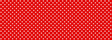 Kırmızı soyut arka planda dairesel polka sarı nokta deseninin kusursuz geniş dokusu. Tekstil, ambalaj, kartpostallar, duvar kağıtları, afişler için uygun. Renkli hediye materyali, web sitesi, tasarım 