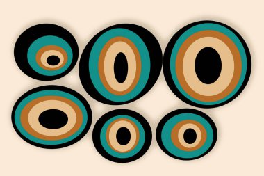 Seamless abstract decorative deformed circles pattern with mild hues on light background. Color drops cosmic texture. bubbles in the paper macro. Water ripples different sized oil drops floating  