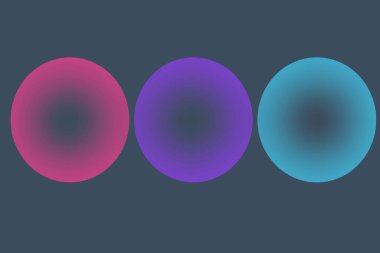 Cover templates set with three vibrant gradient round shapes. Futuristic abstract backgrounds with glossy sphere for your creative graphic design.  Ideal for header, poster, landing, sites, brochure. 