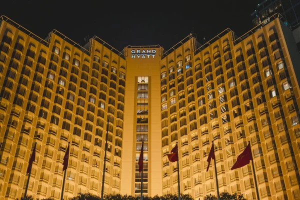 Jakarta. Endonezya - 23 Mart 2022 Grand Hyatt Otel 'in önü