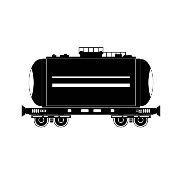 바탕에 건널목에 실루엣 액체와 프리깃을 운반하기 탱크를 철도로 옮긴다 — 스톡 벡터