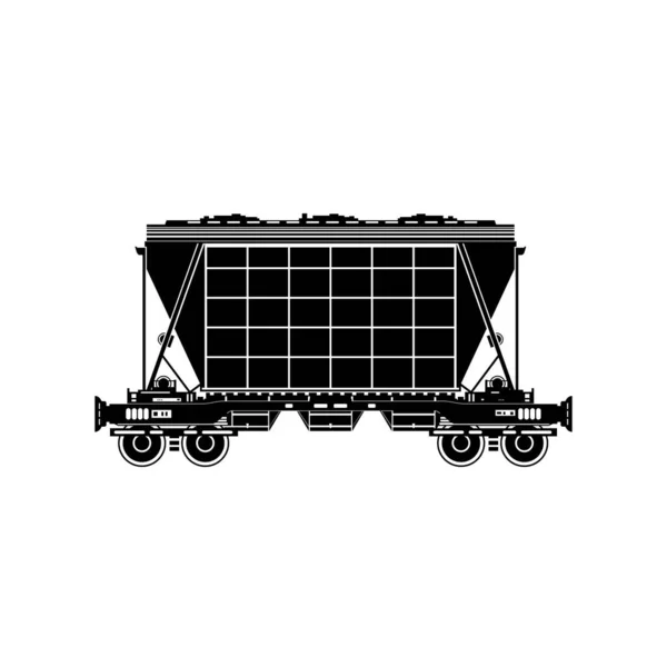 大批量转运肥料 谷物和其他白色背景的散货 铁路运输 矢量图解用轮廓料斗车 — 图库矢量图片
