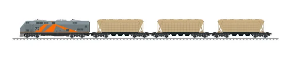 Vagões Ferroviários Mercadorias Locomotiva Com Funil Carros Para Cargas Transporte —  Vetores de Stock