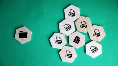 dosya simgeleri dizinlere ayrılır. Konsept belge yönetim sistemi veya DMS.