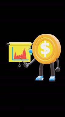 3 Boyutlu Para Bozukluğu Karakteri Yaratıcı İş Konseptleri İçin Ampulle Kırmızı Çizelgeyi Gösteriyor.