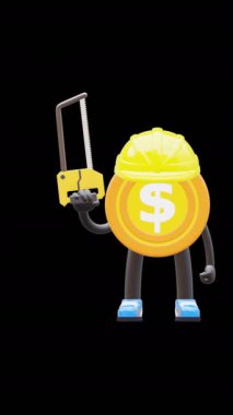 3 Boyutlu Para Bozukluğu Karakteri Yapım ve Onarım Testeresi Tutuyor.