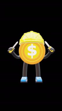 3 Boyutlu Para Bozukluğu Karakteri Yapım ve Tamir Teması İçin İki Tornavida Tutuyor.