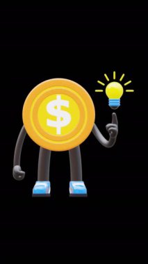 3 Boyutlu Para Bozukluğu Karakteri Ampul Fikri İcat Anı.