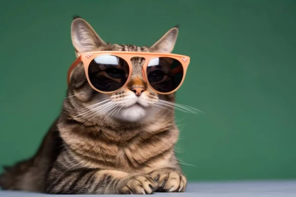 Zen cat with glasses, vacation concept