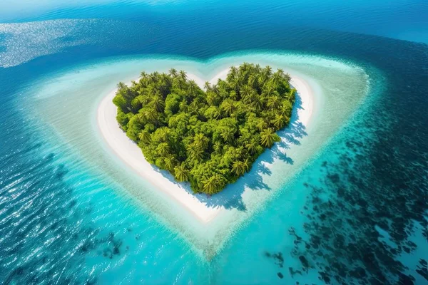 Island travel concept, heart-shaped island paradise