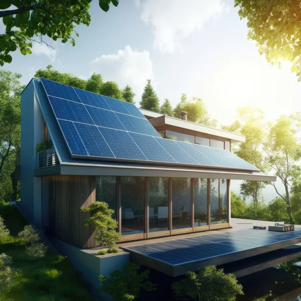 Sustainable Living, Solar Panels on a Modern Rooftop