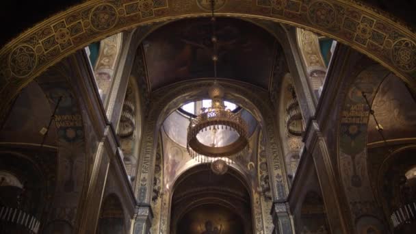 Ruch Kamery Wewnątrz Kościoła Starożytna Katedra Cerkiew Prawosławna Stary Zabytkowy — Wideo stockowe