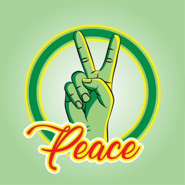 peaceful two finger illustration logo design vector