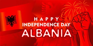 Albanian independence day national holiday greeting background design with flag and text