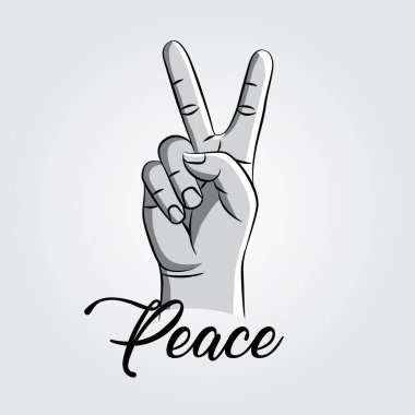 illustration of two fingers symbol of peace, love, care and others. vector