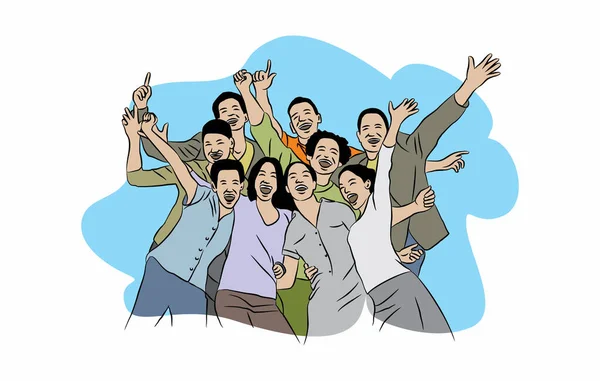 Work Team Happiness Illustration Design Enjoy Joy Laughing Together Vector — Wektor stockowy