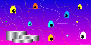 Product promotion background design with bright and cute colors. attention symbol eye illustration