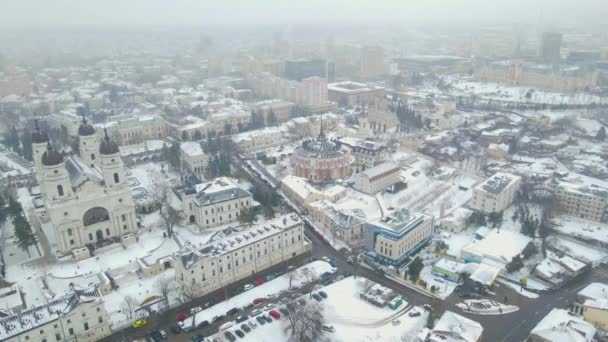 Aerial Footage Beautiful Cityscape Iasi Romania Seen Drone Winter Season — Vídeo de Stock