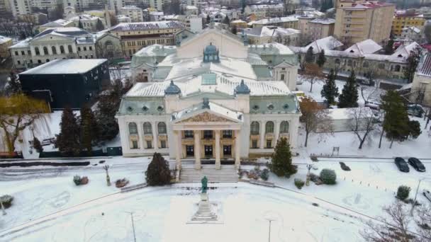 Luftaufnahmen Des Vasile Alecsandri Theaters Iasi Rumänien Der Wintersaison Video — Stockvideo