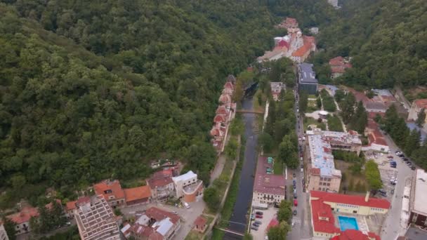 Aerial View Baile Herculane Resort Romania Video Shot Drone Higher — Vídeos de Stock