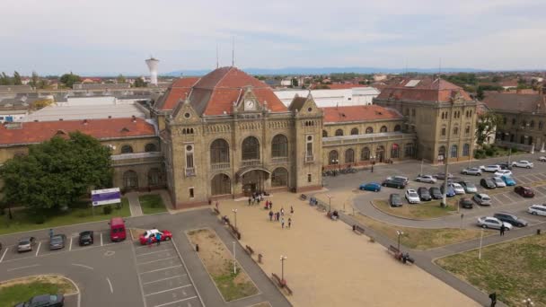 Aerial View Train Station Arad City Romania Footage Shot Drone — Vídeo de Stock