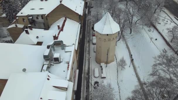 Κηφήνας Βίντεο Από Κέντρο Της Πόλης Σιμπίου Ρουμανία Πλάνα Ελήφθησαν — Αρχείο Βίντεο