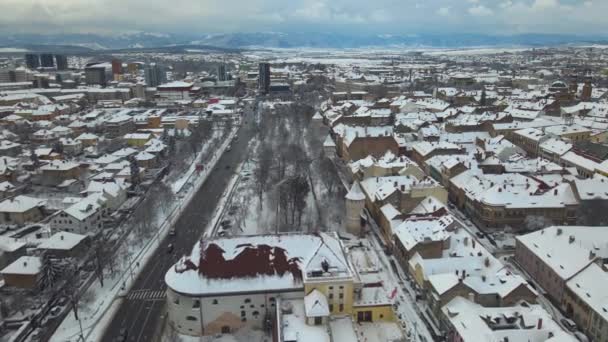 Drone Video City Center Sibiu Romania Кадри Були Зняті Дрона — стокове відео