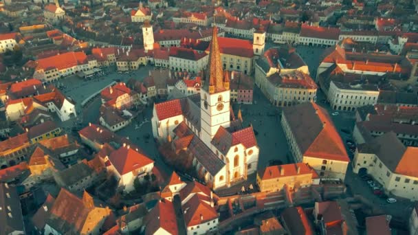 Πλάνα Του Ευαγγελικού Καθεδρικού Ναού Στη Σίμπιου Της Ρουμανίας Βίντεο — Αρχείο Βίντεο