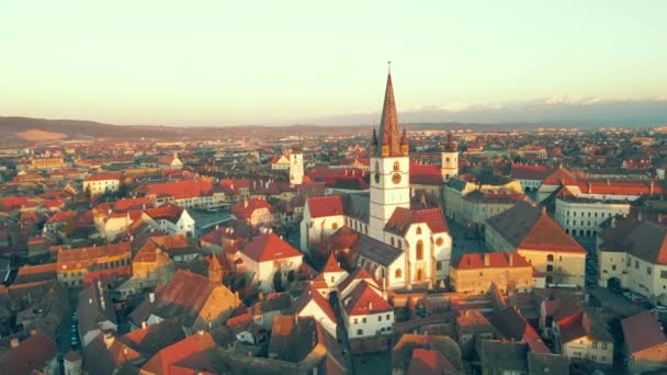 Filmación Catedral Evangélica Sibiu Rumania Video Fue Filmado Desde Dron — Vídeos de Stock