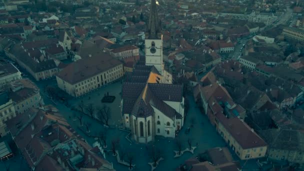 Filmación Catedral Evangélica Sibiu Rumania Video Fue Filmado Desde Dron — Vídeos de Stock