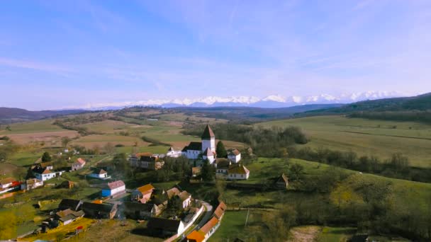Vídeo Aéreo Iglesia Fortificada Hosman Condado Sibiu Rumania Video Fue — Vídeos de Stock