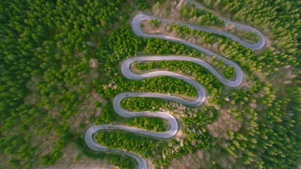 Aerial View Winding Road Mountains Shoot Drone Daytime Spring Season — Stock Video