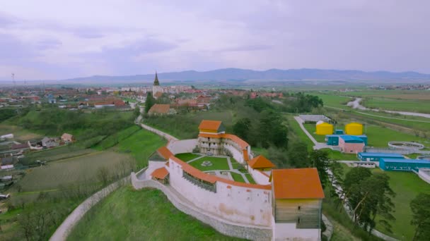 Drone Footage Medieval Fortified Outpost Feldioara Brasov County Romania Video — Stock Video