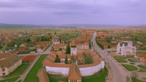 Imagens Drones Igreja Fortificada Medieval Localizada Prejmer Condado Brasov Romênia — Vídeo de Stock
