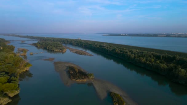 Aerial View Danube River Bratislava Slovakia Footage Shoot Drone Higher — Stock Video