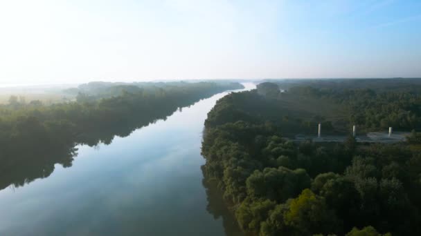 Vista Aérea Sobre Rio Danúbio Perto Bratislava Eslováquia Filmagem Foi — Vídeo de Stock