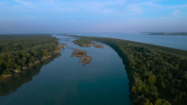 Aerial View Danube River Bratislava Slovakia Footage Shoot Drone Higher — Stock Video